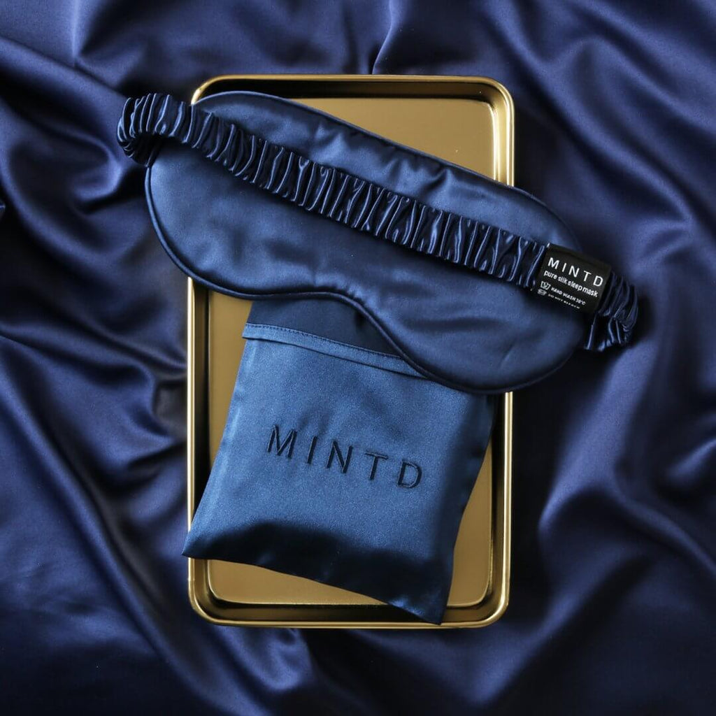 Mintd Silk Sleep Mask With Pouch on Gold Tin